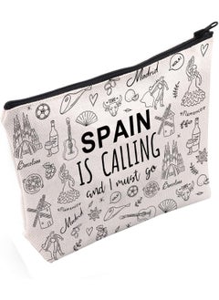 POFULL POFULL Spain Family Trip Gift Spain Is Calling And I Must Go Cosmetic Bag Spanish Honeymoon Gift (Spain Is Calling Cosmetic Bag) 