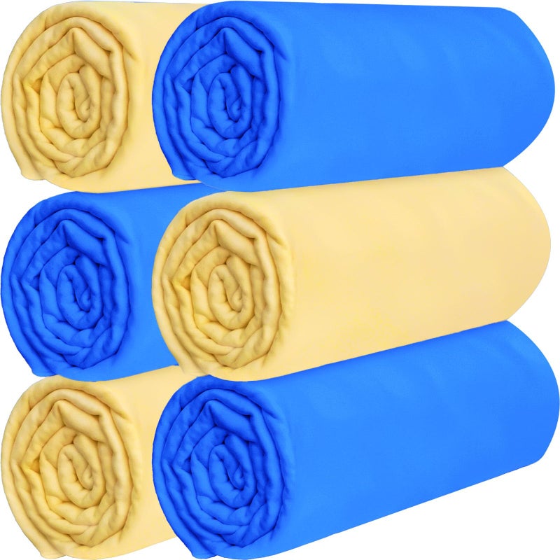 ATZNZIK 6 Pack Shammy Cloth for Car Drying 26x17 Absorbent Chamois Towel for Car Reusable Shammy Towel Chamois Cloth for Car Dust Remove No ScratchSpot Streak Blue and Yellow - Image 3