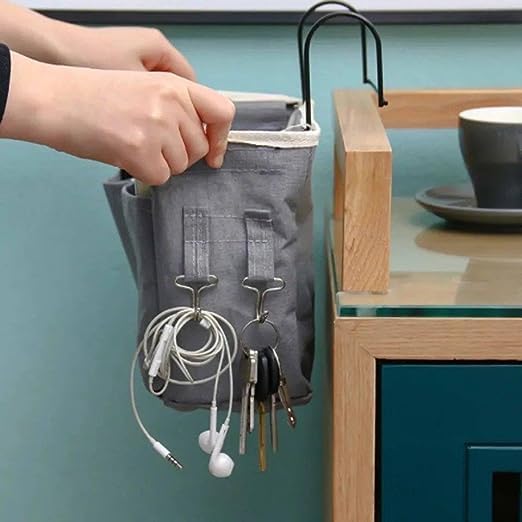 SHREVI Shrevi Bedside Caddy Ipad Holder Dorm College Room Bunk Bed Hospital Bed Kids Baby Bed Hanging Storage Organizer Remote Holder Large Size 125 x 82 inch LightGrey  - Image 5