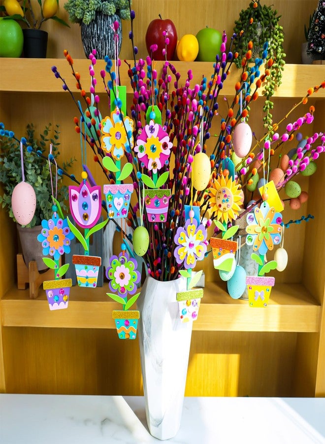Winlyn 24 Sets Potted Flower Craft Kits DIY Potted Flower Ornaments Decorations Tulip Sunflower Foam Stickers Arts and Crafts for Kids Classroom Activities Birthday Spring Summer Camping Party Favors - Image 4