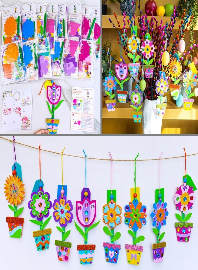 Winlyn 24 Sets Potted Flower Craft Kits DIY Potted Flower Ornaments Decorations Tulip Sunflower Foam Stickers Arts and Crafts for Kids Classroom Activities Birthday Spring Summer Camping Party Favors - Image 5