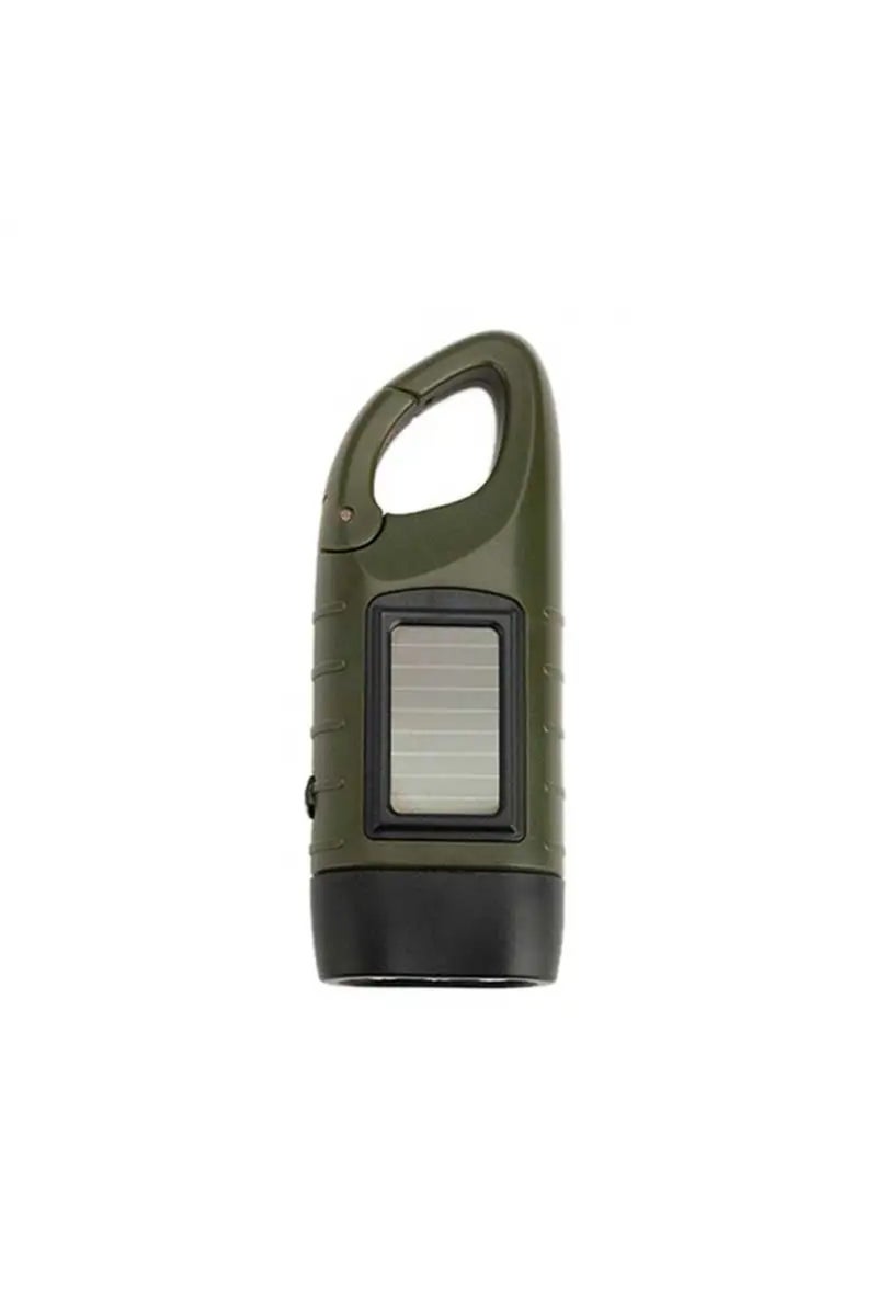 green Portable LED Flashlight Tent Light Hand Crank Dynamo Solar Power Torch for Outdoor Camping Hik