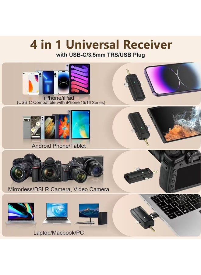 Microphone for iPhone Android Camera iPad USB-C, 4 in 1 Professional Wireless Lavalier Lapel Microphone for Recording, Live Stream, YouTube, Facebook, TikTok, Vlog - Image 2