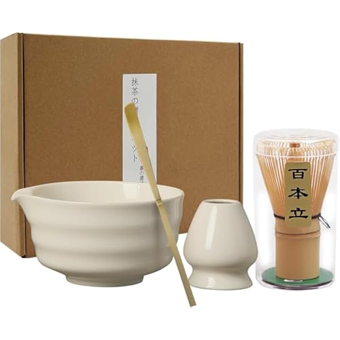 Antole Matcha Whisk Set Unique Matcha SetWhite Matcha Bowl Matcha Whisk And White Whisk StandTraditional Tea ScoopMatcha Whisk HolderTea Making ToolsMatcha KitWhite - Image 1