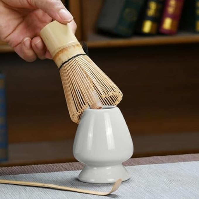Antole Matcha Whisk Set Unique Matcha SetWhite Matcha Bowl Matcha Whisk And White Whisk StandTraditional Tea ScoopMatcha Whisk HolderTea Making ToolsMatcha KitWhite - Image 5