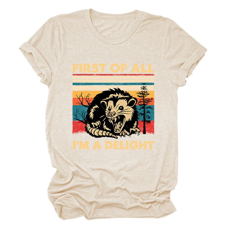 Fun Round Neck Short Sleeve First Of All I'M A Delight Summer Comfortable T-Shirt - Image 1