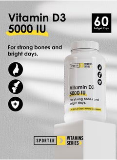 SPORTER Sporter Vitamin D3 – 5000 IU | 60 Softgel Capsules | High Potency | Supports Bone, Muscle & Immune Health | Promotes Mood & Energy | Non-GMO | Gluten-Free | Dietary Supplement  - Image 4