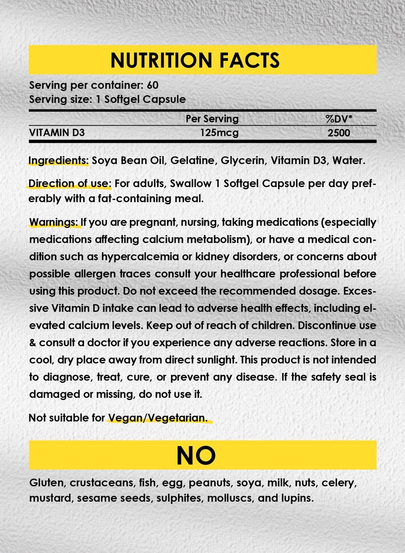SPORTER Sporter Vitamin D3 – 5000 IU | 60 Softgel Capsules | High Potency | Supports Bone, Muscle & Immune Health | Promotes Mood & Energy | Non-GMO | Gluten-Free | Dietary Supplement  - Image 5