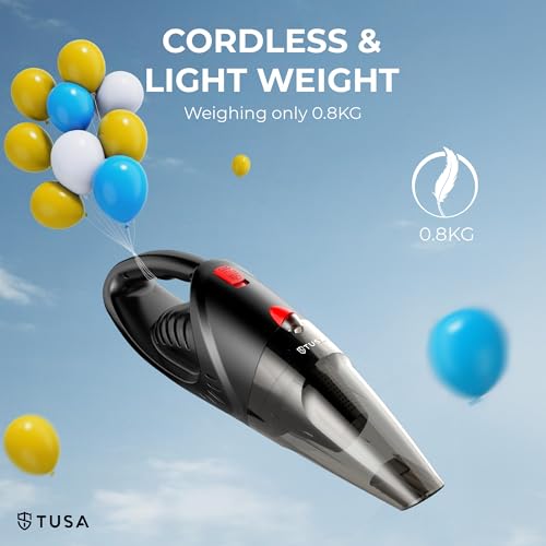 Tusa Cordless Vacuum Cleaner for Car & Home | 2X Powerfull Suction, Dual Mode Battery 6000mAh & 12V DC Car Port | High Power Portable Lightweight Wireless Vacuum, Rechargeable (V1) (Black) - Image 4