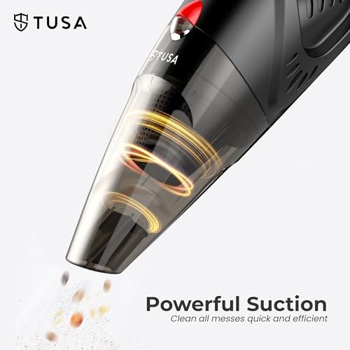 Tusa Cordless Vacuum Cleaner for Car & Home | 2X Powerfull Suction, Dual Mode Battery 6000mAh & 12V DC Car Port | High Power Portable Lightweight Wireless Vacuum, Rechargeable (V1) (Black) - Image 3