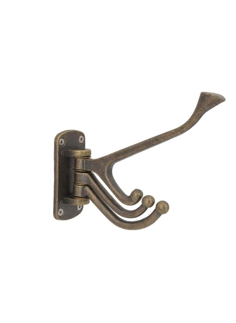 Swivel Coat Hook, Vintage Metal Decorative Wall Hook, Wall Mounted Coat Organizer Hook with 3 Rotating Swing Arms for Towel, Robe, Coat, Hat, Scarf (Bronze)  - Image 1