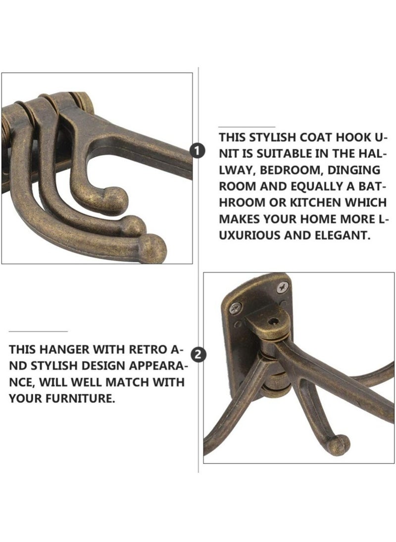Swivel Coat Hook, Vintage Metal Decorative Wall Hook, Wall Mounted Coat Organizer Hook with 3 Rotating Swing Arms for Towel, Robe, Coat, Hat, Scarf (Bronze)  - Image 2