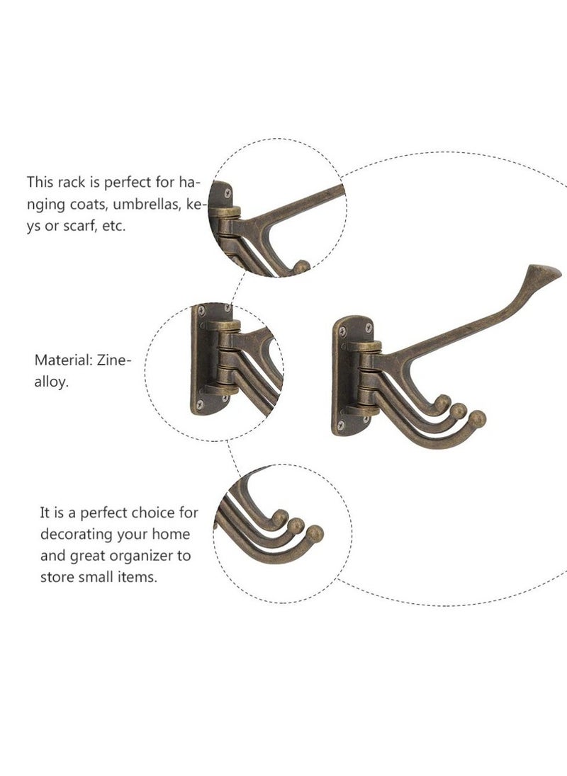 Swivel Coat Hook, Vintage Metal Decorative Wall Hook, Wall Mounted Coat Organizer Hook with 3 Rotating Swing Arms for Towel, Robe, Coat, Hat, Scarf (Bronze)  - Image 3