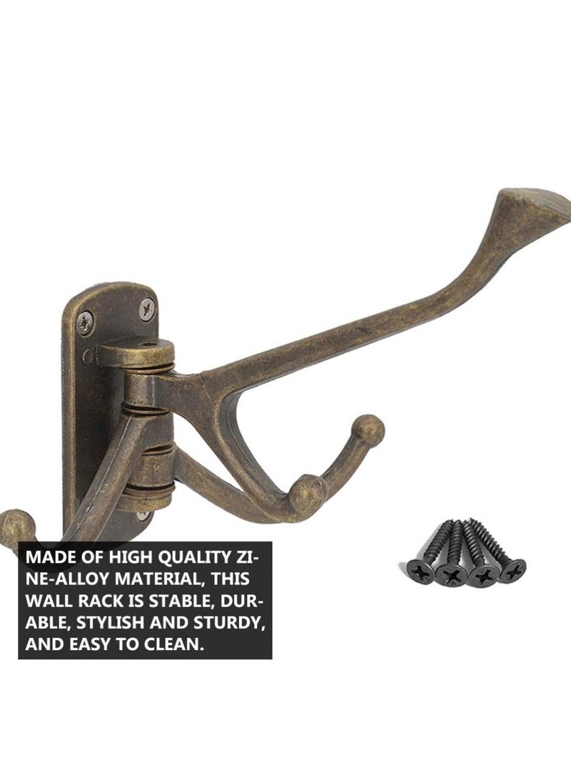Swivel Coat Hook, Vintage Metal Decorative Wall Hook, Wall Mounted Coat Organizer Hook with 3 Rotating Swing Arms for Towel, Robe, Coat, Hat, Scarf (Bronze)  - Image 4