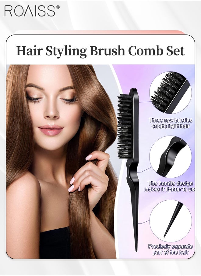 roaiss 12 Pieces Hair Styling Comb Set Teasing Brush for Women Fine Hair, Edge Control Brush for Hairs, Rat Tail Comb with No Crease Hair Clips Hair Sectioning for Hair Stylist Women Girls  - Image 2