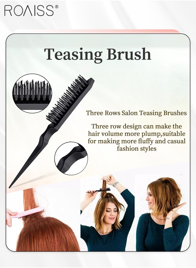 roaiss 12 Pieces Hair Styling Comb Set Teasing Brush for Women Fine Hair, Edge Control Brush for Hairs, Rat Tail Comb with No Crease Hair Clips Hair Sectioning for Hair Stylist Women Girls  - Image 4