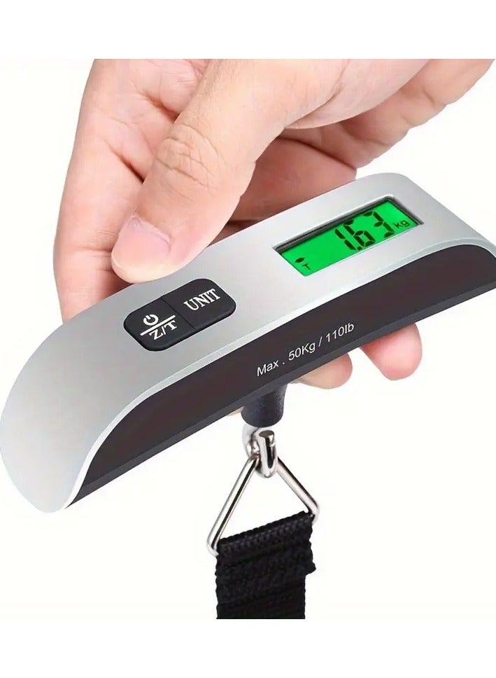 ميزان رقمي محمول لوزن الأمتعة بشاشة LCD أسود/فضي - Image 1
