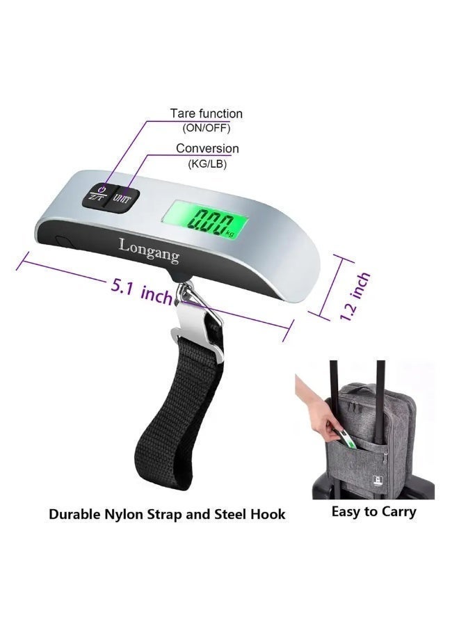 Digital Handheld Luggage Weight Scale with Black/Sillner LCD Screen - Image 2