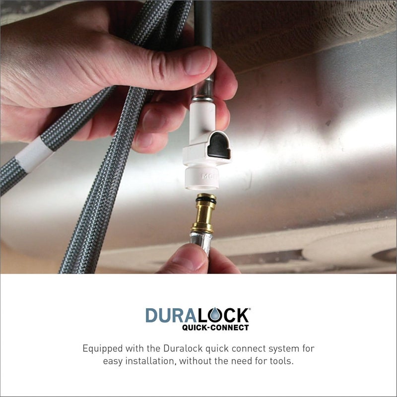 MOEN صنبور مطبخ موين ويماوث باللون الذهبي المصقول مع خطاف الراعي التقليدي ونظام سحب مع رأس رش مع تقنية باور بوست S73004BG - Image 2