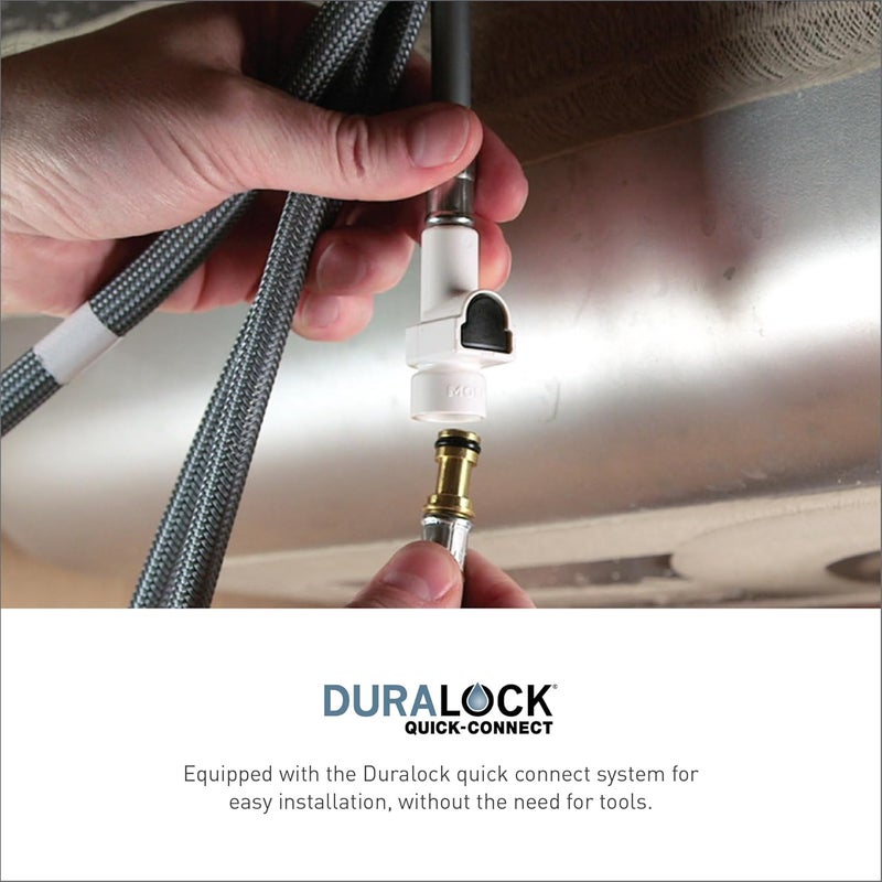 MOEN صنبور مطبخ موين ويماوث باللون الذهبي المصقول مع خطاف الراعي التقليدي ونظام سحب مع رأس رش مع تقنية باور بوست S73004BG - Image 3