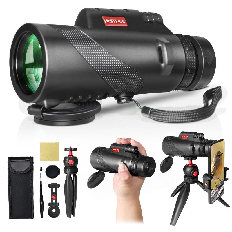 AMITHER 80x100 Monocular Telescope for Smartphones High Powered HD Monocular with Tripod Adapter Low Light Vision for Adults for Wildlife Bird Watching Hunting Hiking - Image 2