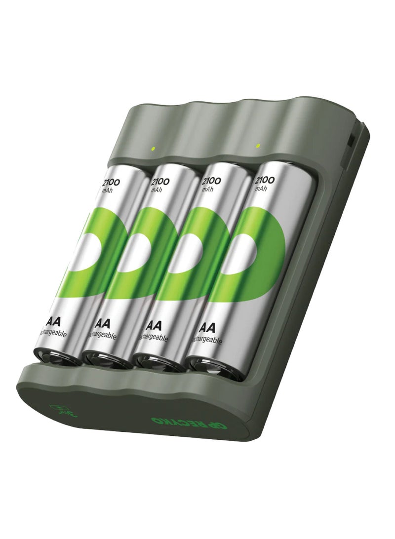 GP Batteries RECYKO USB Charger Model GP B441 Including 4 x Recyko AA 2100 mAh Battery and USB Docking Station,4 Ready to use batteries included - Image 2