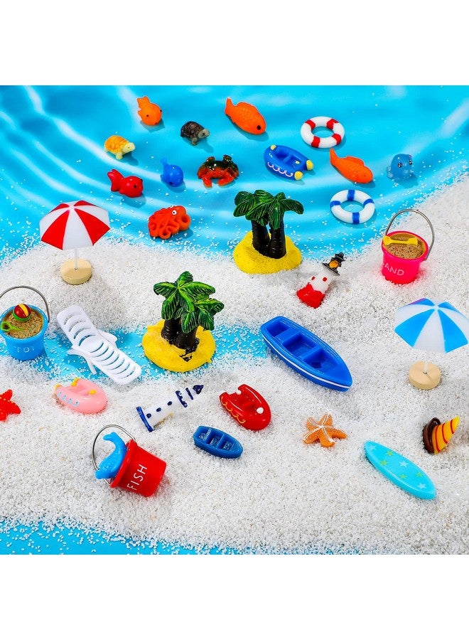 Minatee 50 Pcs Hawaiian Beach Cake Topper Decoration Chair Umbrella Boat Surfboard Summer Ocean Palm Tree Cake Toppers Tropical Beach Theme Party Supplies For Pool Party Birthday Wedding Baby Shower - Image 2