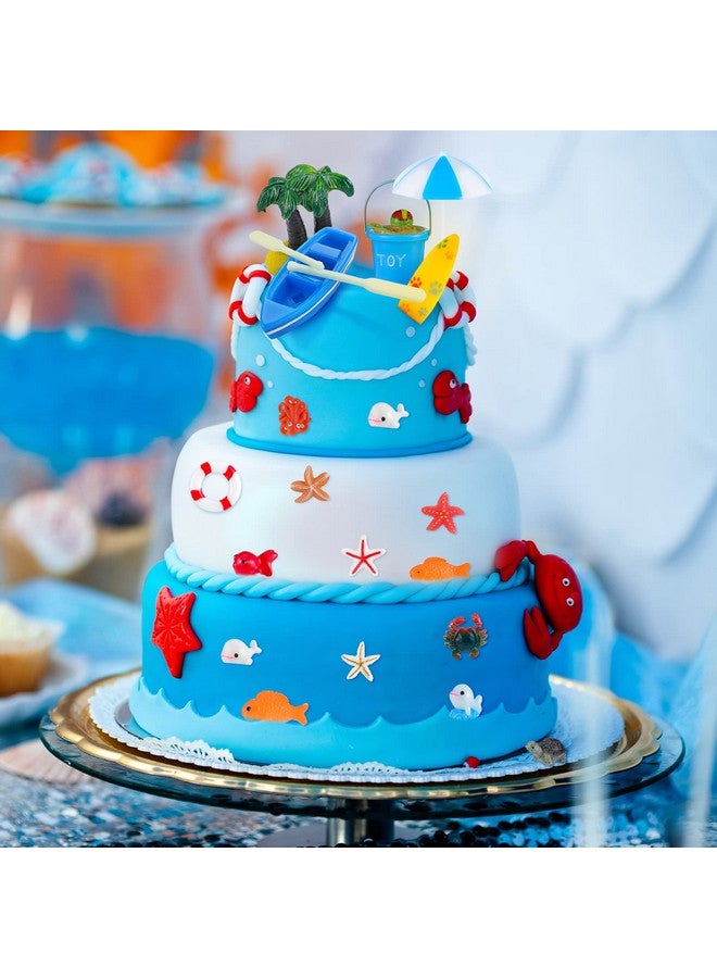 Minatee 50 Pcs Hawaiian Beach Cake Topper Decoration Chair Umbrella Boat Surfboard Summer Ocean Palm Tree Cake Toppers Tropical Beach Theme Party Supplies For Pool Party Birthday Wedding Baby Shower - Image 4