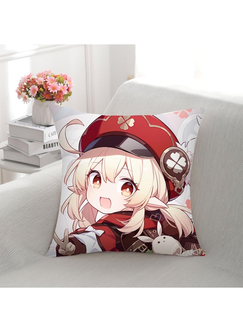 Genshin Impact printed pillow cartoon backrest sofa bedroom household pillow 45 * 45CM