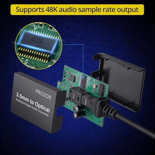 PROZOR 3.5mm to SPDIF Converter Analog to Digital Audio Cable ADC Adapter for Enhanced Sound Toslink Optical Output 3.5mm to Optical Cable for Gaming Consoles Computers and Projectors etc - Image 5