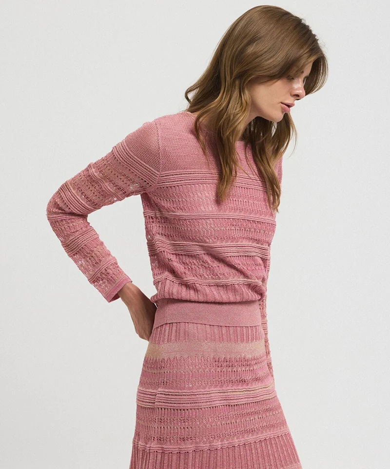 Ipekyol  Contrast Textured Knit Sweater for Women | Best Price UAE