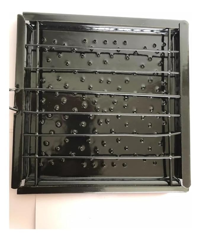 Kruvad Kruvad BBQ Toaster Black Square Stainless Steel with Wooden Handle for Papad Jali Grill Baking Barbecue Rack Roti Maker Paneer Grill Food Grade Chapati Toast Paneer Tikka Grill Baking Barbecue Rack  - Image 2