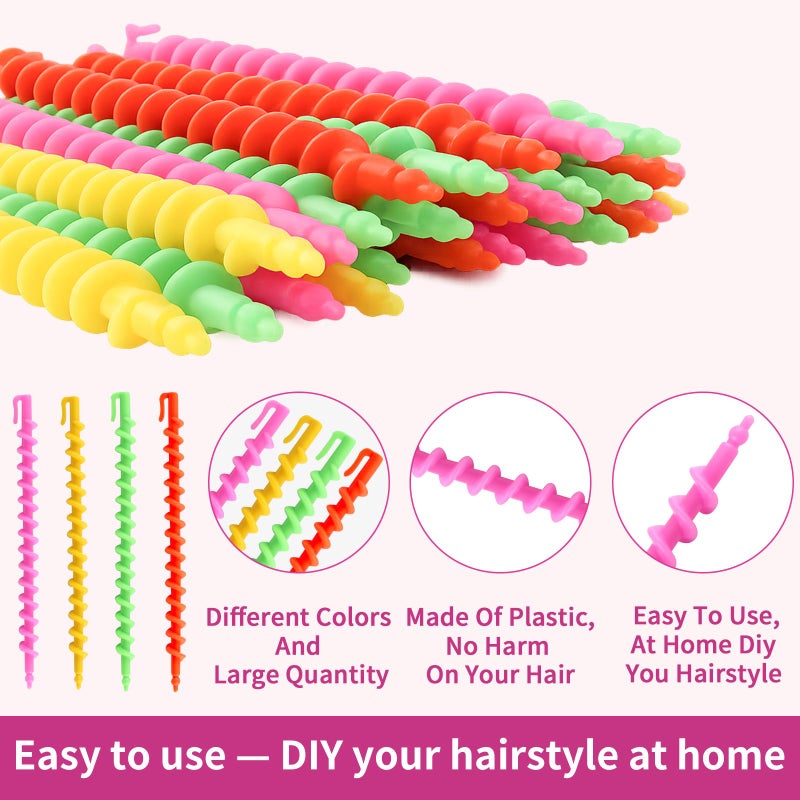 VinBee 112 Pcs Spiral Curlers for Natural Hair,Spiral Perm Rods for Long Hair,Short & Long Heatless Curlers,Barber Hairdressing Rollers and Plastic Salon Kitâ€“Women's and Young Ladies' - Image 3