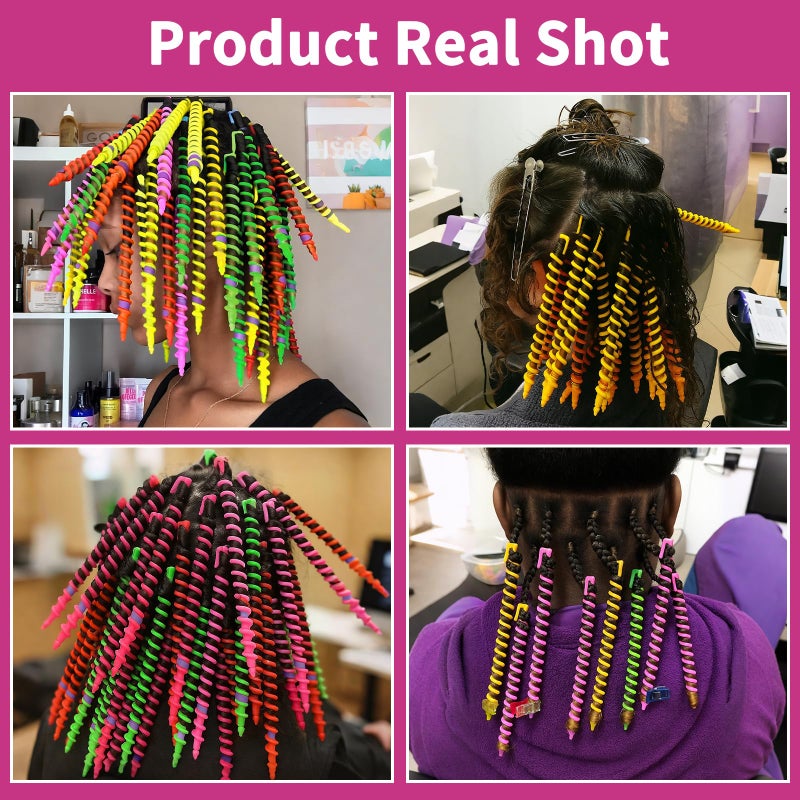 VinBee 112 Pcs Spiral Curlers for Natural Hair,Spiral Perm Rods for Long Hair,Short & Long Heatless Curlers,Barber Hairdressing Rollers and Plastic Salon Kitâ€“Women's and Young Ladies' - Image 5
