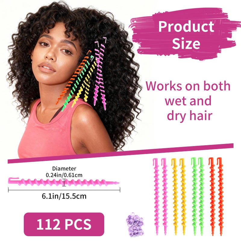VinBee 112 Pcs Spiral Curlers for Natural Hair,Spiral Perm Rods for Long Hair,Short & Long Heatless Curlers,Barber Hairdressing Rollers and Plastic Salon Kitâ€“Women's and Young Ladies' - Image 2