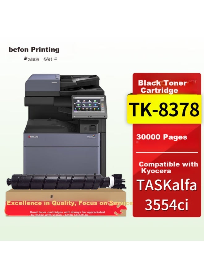 Befon Tk-8378 Toner Cartridge For Kyocera Taskalfa 3554Ci Copier, Tk-8378 High Yield Black Toner Cartridge, Approximately 30,000 Pages - Image 1