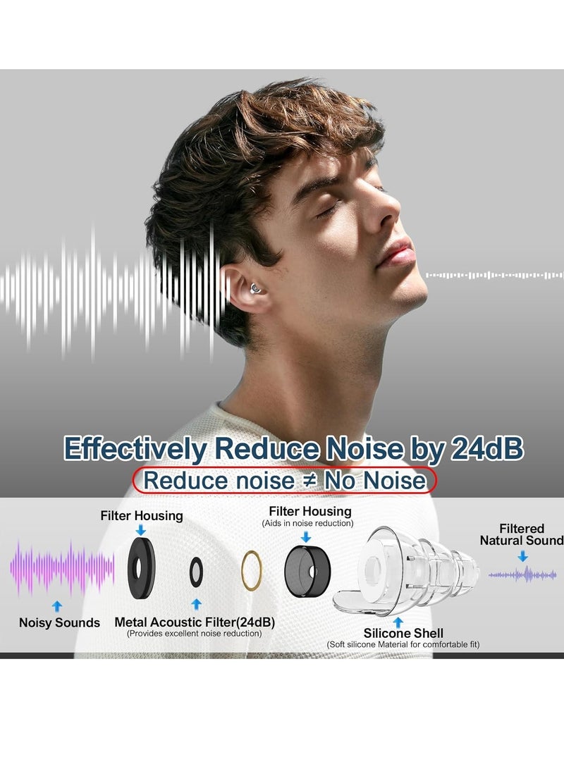 Arabest 2 Pairs High Fidelity Concert Earplugs, Earplugs for noise reduction, for Concerts Musicians, 24db Advanced Filter Technology Ear Protection for Music Festivals, DJ's, Drummers （Black）  - Image 3