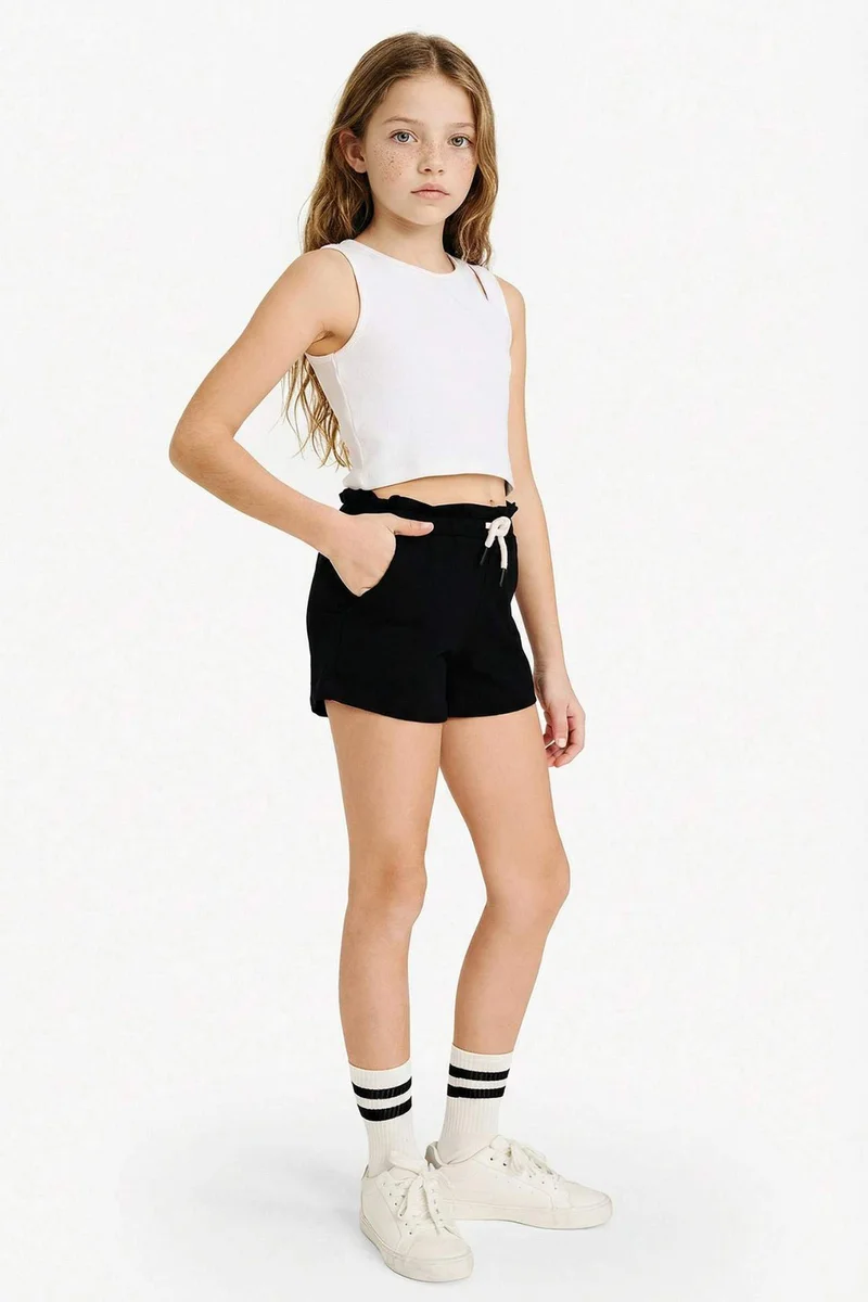 Defacto Girl Elastic Waist Printed Shorts