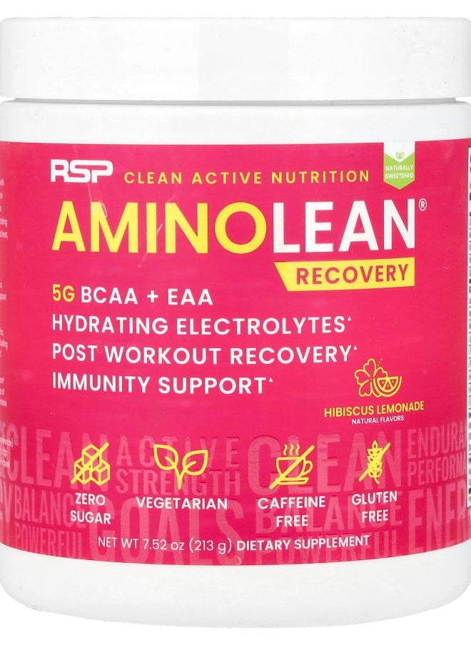 RSP Nutrition - AminoLean® Recovery Caffeine Free Hibiscus Lemonade 7.52 oz (213 g) - Image 1