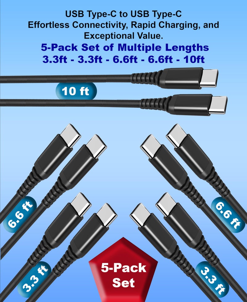 tekSonic USB Type C to USB C 60W PD Cable 6.6ft/2m, [10 Pack] Bulk USB TypeC Fast Charger Cord Compatible with MacBook Pro, iPad mini 6, iPad Air 4, iPad Pro, Galaxy S23 S21 Ultra Note 20, Pixel - Image 2
