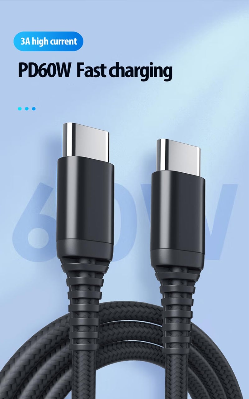 tekSonic USB Type C to USB C 60W PD Cable 6.6ft/2m, [10 Pack] Bulk USB TypeC Fast Charger Cord Compatible with MacBook Pro, iPad mini 6, iPad Air 4, iPad Pro, Galaxy S23 S21 Ultra Note 20, Pixel - Image 3