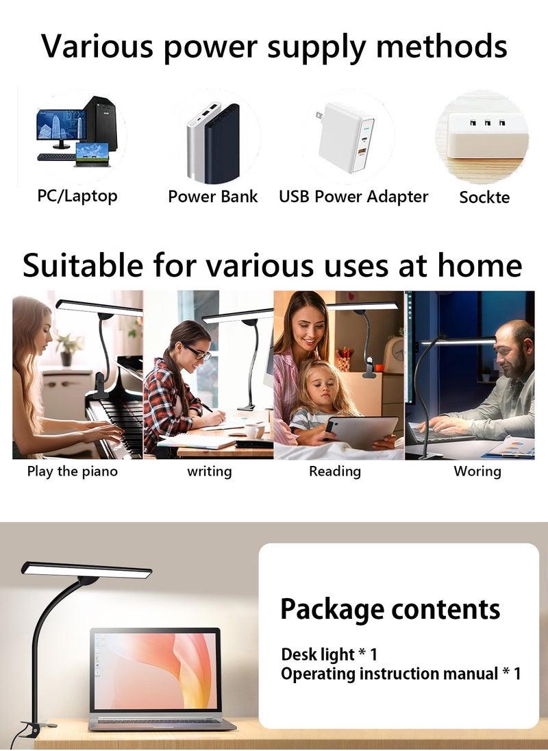 LOOPITYS - LED Desk Lamp for Office Home  EyeCaring Architect Task Lamp 30 Lighting Modes Adjustable Flexible Gooseneck Clamp Light for Workbench Drafting Reading Study English instruction manual - Image 1