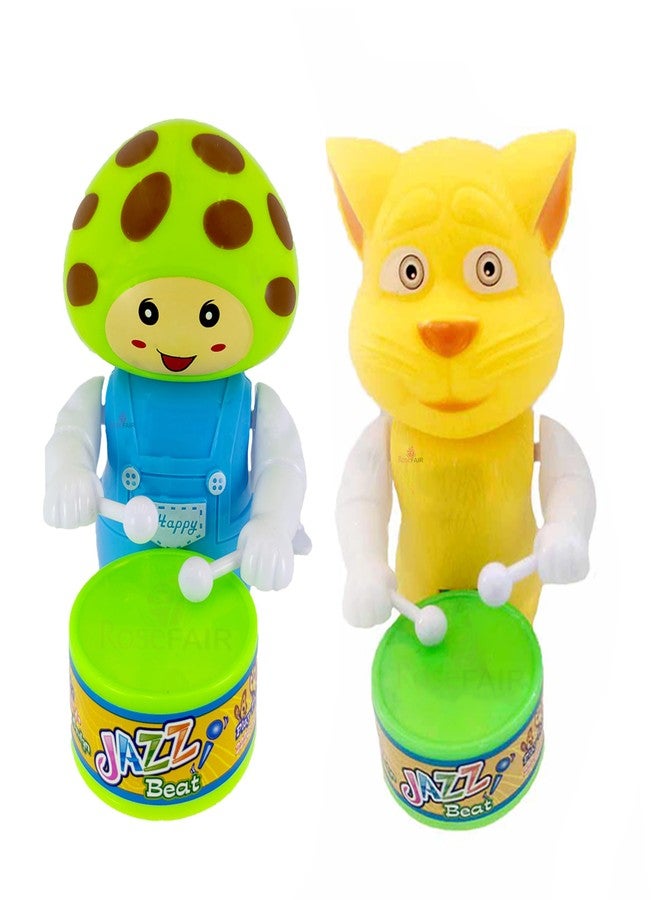 ROSEFAIR Key Operated Cute Drummer Pet Toys with Dancing Action for Kids Toys Sound Toys (Pack of 2) (MELON-GREEN-X21) - Image 1