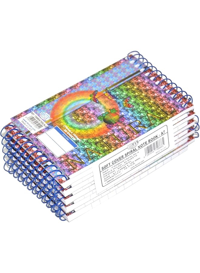 Artmate 10 Pcs Fis A7 Soft Cover Spiral Notebook Top Spiral Single Ruled Printed Design Front And Back With Uv 50 Sheets Fsnbsa750Slnl4 - Image 1