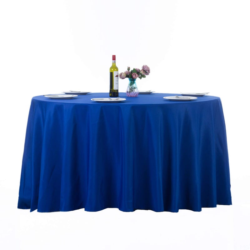 Ascoza 2pack 132 Inch Royal Blue Round Tablecloth in Washable Polyester Fabric for WeddingBanquetRestaurantParties
