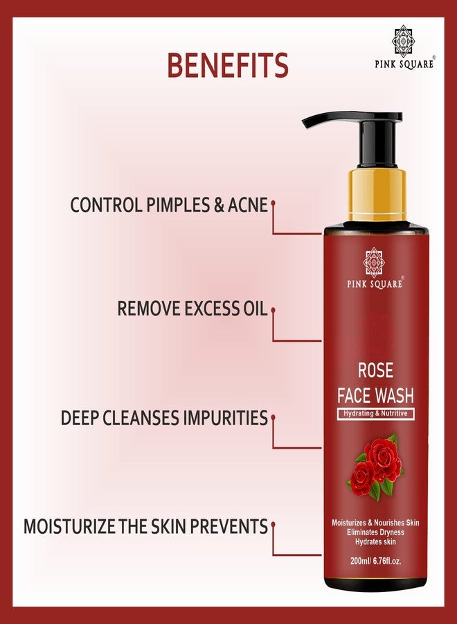 Pink Square Rose Face Wash | Facial Cleanser for both Men & Women | Deep Face Cleansing for all Skin Types 200 ML - Image 5
