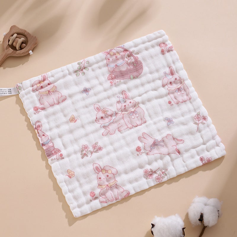 Six-Layer Pure Cotton Baby Washcloths Soft High-Density Mika rabbit party 