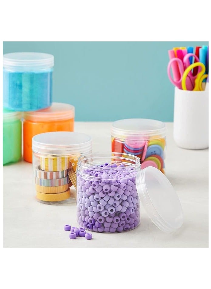 Home zone Clear 12 oz Plastic Jars with Lids 8 Pack Slime Containers for Kids DIY Crafts Storage for Home Use Everyday Organization - Image 2