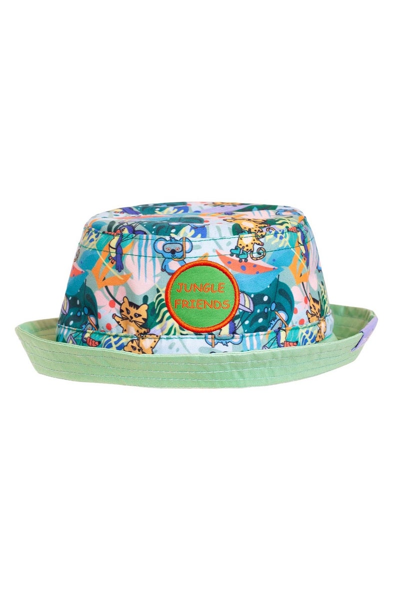 Milk & Moo Infant Sun Hat, Baby Sun Hat 0-18 Months, Adjustable Chin Strap, Elastic Fit, Lightweight Fabric, Jungle Friends Themed Toddler Hat – Made in Turkey  - Image 2