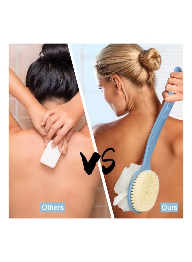 Back Scrubber Mesh Sponge Bath Brush with Curved Long HandleMaterial: Nylon shower brush is made of material that is durable. - Image 4